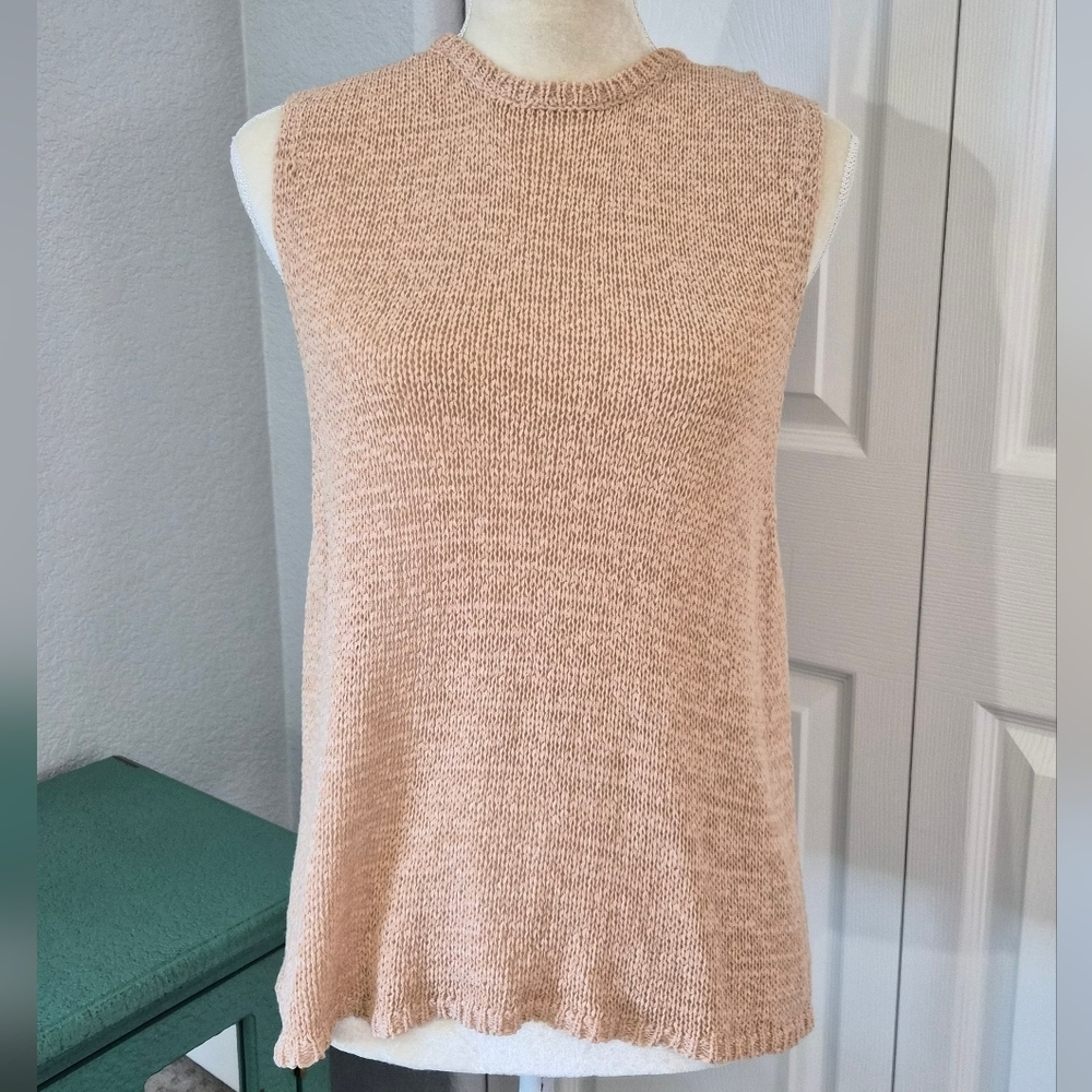American Apparel Sleeveless Open Knit Sweater Tank Beige M/L